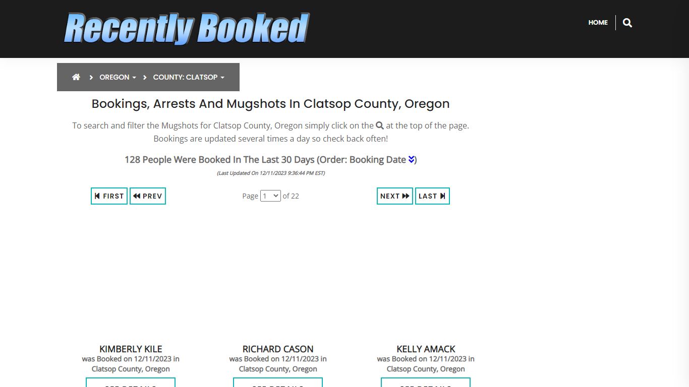 Recent bookings, Arrests, Mugshots in Clatsop County, Oregon